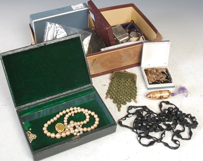 Lot 347B - A box of assorted costume jewellery; leather...
