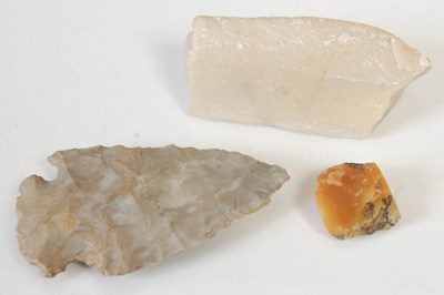 Lot 270E - A flint arrow head, inscribed Culbin Sands; a...
