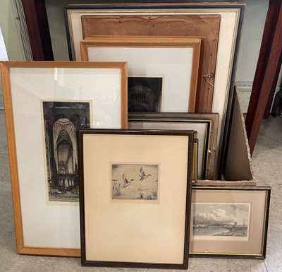 Lot 717 - A box of assorted decorative pictures and prints.