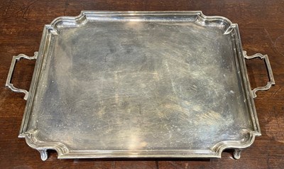 Lot 128A - A George V silver twin handled tray, Sheffield...