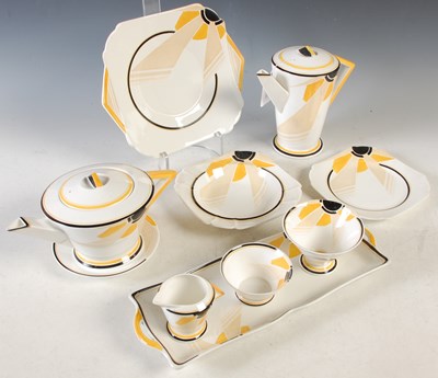 Lot 6 - A Shelley Art Deco bone china tea service, in...