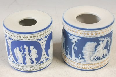 Lot 3 - A near pair of Wedgwood Jasperware tri-colour...