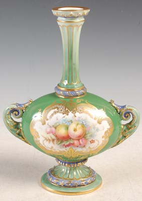 Lot 5 - A Royal Worcester green ground twin-handled...