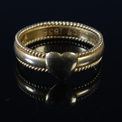 Lot 63 - A 19th century yellow metal Loveheart ring,...