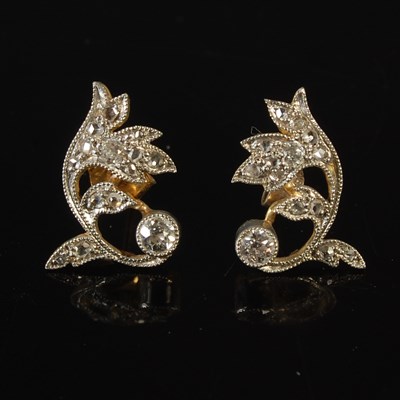 Lot 80 - A pair of white and yellow metal diamond set...