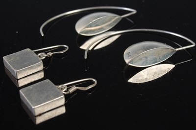 Lot 85 - Two pairs of silver earrings, one pair of...
