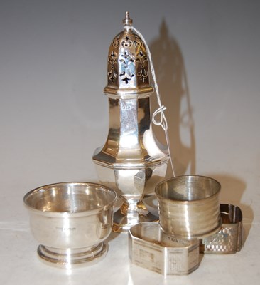 Lot 115 - Collection of silver to include sugar caster,...