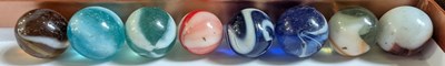 Lot 110 - A box of assorted vintage glass marbles, to...