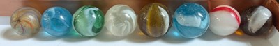 Lot 110 - A box of assorted vintage glass marbles, to...