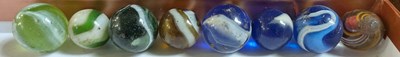 Lot 110 - A box of assorted vintage glass marbles, to...