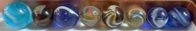 Lot 110 - A box of assorted vintage glass marbles, to...