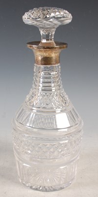 Lot 124 - A Birmingham silver mounted cut glass decanter...