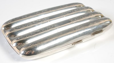 Lot 144 - A Birmingham silver cigar case, 13cm x 8cm,...