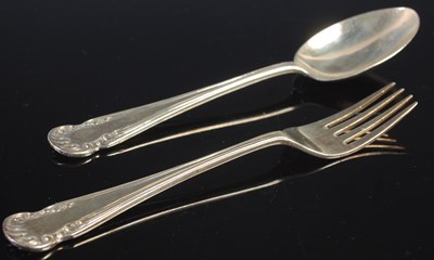Lot 150 - A cased Sheffield silver fork and spoon.