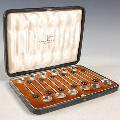 Lot 158 - A cased set of twelve electroplated coffee...