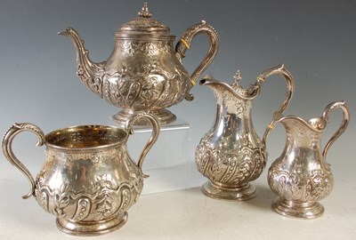 Lot 165 - A silver four piece tea set, comprising a...