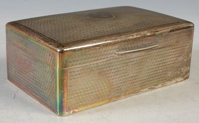 Lot 197 - A London silver cigarette box with engine...
