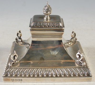 Lot 199 - A Sheffield silver inkwell, with hinged cover...