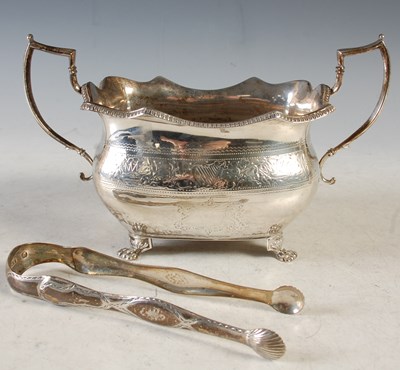 Lot 202 - An Irish silver twin-handled sugar bowl,...