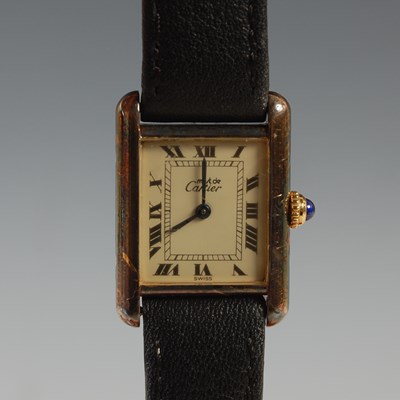 Lot 180 - A ladies Must De Cartier silver gilt Tank...