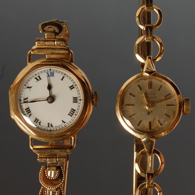 Lot 182 - A 9ct gold ladies Swiss made wristwatch, the...