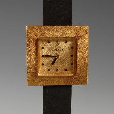 Lot 189 - A vintage ladies 18ct gold Corum wristwatch,...