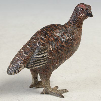 Lot 227 - A cold-painted bronze model of a grouse, 8cm...