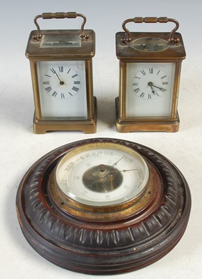 Lot 262 - Two brass cased carriage clocks; and a...