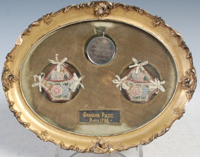 Lot 276 - A gilt wood oval frame, inscribed to 'Grandma...