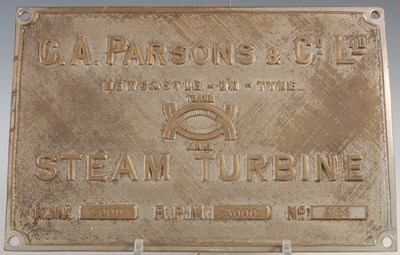 Lot 277 - A vintage Steam Turbine rectangular name...