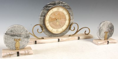Lot 280 - An Art Deco style marble stone and gilt metal...
