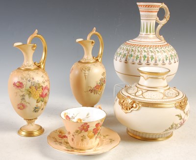 Lot 309 - A group of Royal Worcester ivory ground wares...