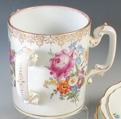 Lot 311 - A Dresden porcelain three handled mug,...