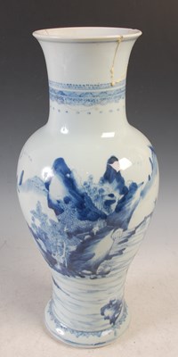 Lot 312 - A Chinese porcelain blue and white vase, Qing...