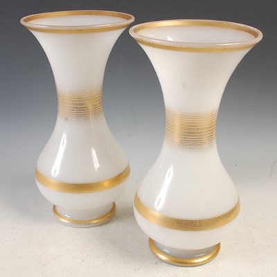 Lot 321 - A pair of late 19th century opaque white glass...