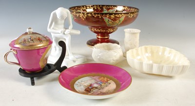 Lot 341 - A Meissen porcelain puce ground cup, cover and...