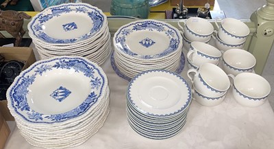 Lot 353 - A Spode blue and white Armorial decorated part...