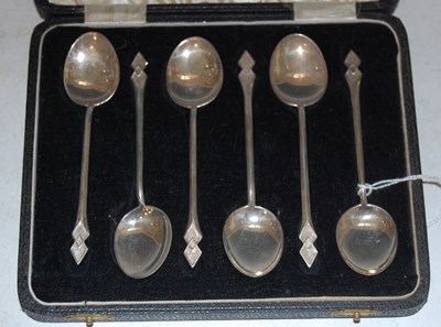 Lot 133 - A cased set of six Birmingham silver teaspoons...