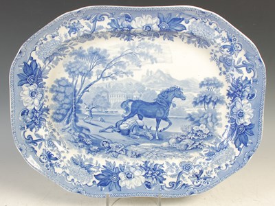 Lot 355 - A Copeland Spode blue printed octagonal ashet,...