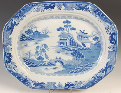 Lot 358 - A 19th century blue printed octagonal shaped...