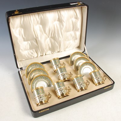 Lot 397 - A cased Birmingham silver gilt Limoges six...