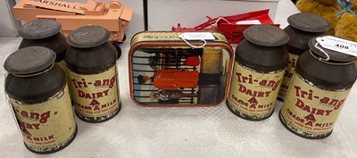 Lot 408 - Six vintage Tri-Ang Dairy Grade A milk metal...