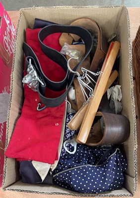 Lot 412A - A box of assorted vintage belts, braces,...