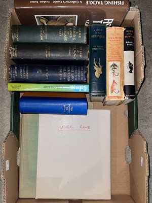 Lot 414 - A box of assorted hunting and fishing books to...