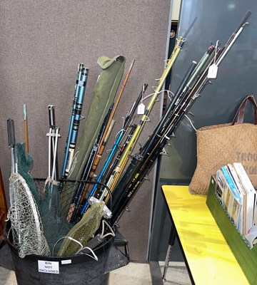 Lot 417 - A large collection of assorted fishing rods;...