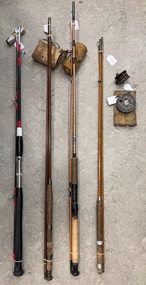 Lot 453 - A group of fishing items to include four rods;...