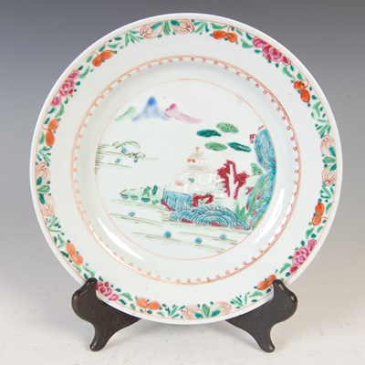 Lot 270 - A group of three Chinese porcelain plates,...