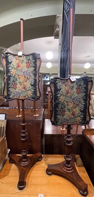 Lot 546 - A pair of 19th century rosewood pole screens,...
