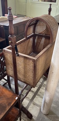 Lot 568 - A 19th century mahogany and canework cradle on...