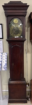 Lot 571 - A late 18th/ early 19th century oak longcase...